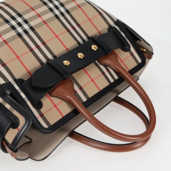BURBERRY Nova Check Hand Bag Canvas 2way Beige Gold - Picture 5 of 16